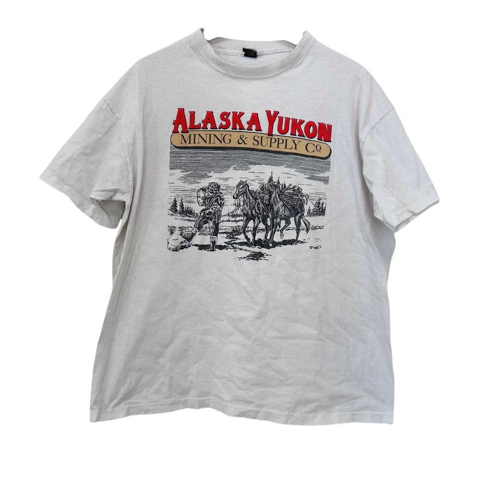 Vintage Single Stitch Alaska Yukon Mining Co T Shirt Sz XL